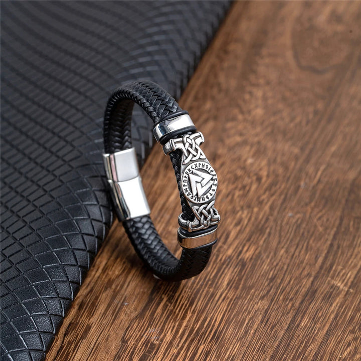 WorldNorse Valknut With Celtic Knot Leather Bracelet - image 3