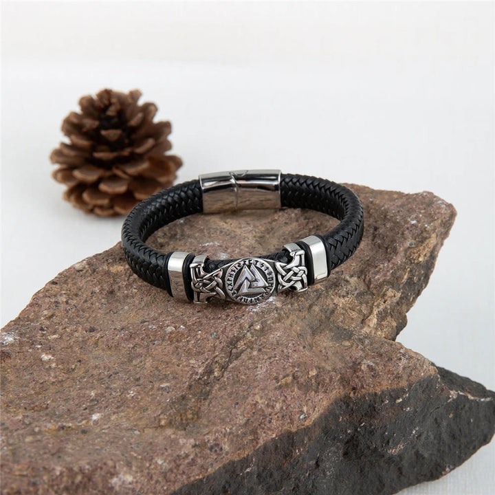 WorldNorse Valknut With Celtic Knot Leather Bracelet - image 5