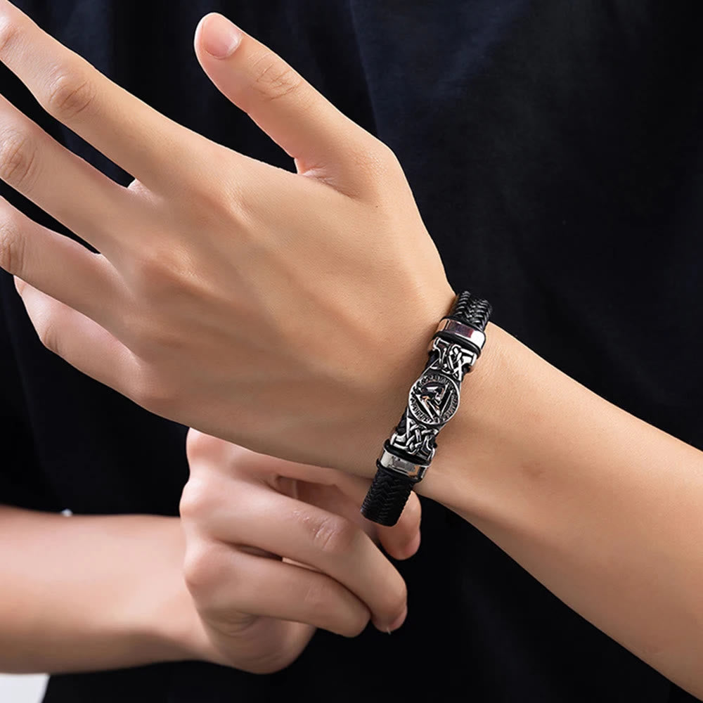 WorldNorse Valknut With Celtic Knot Leather Bracelet - image 1