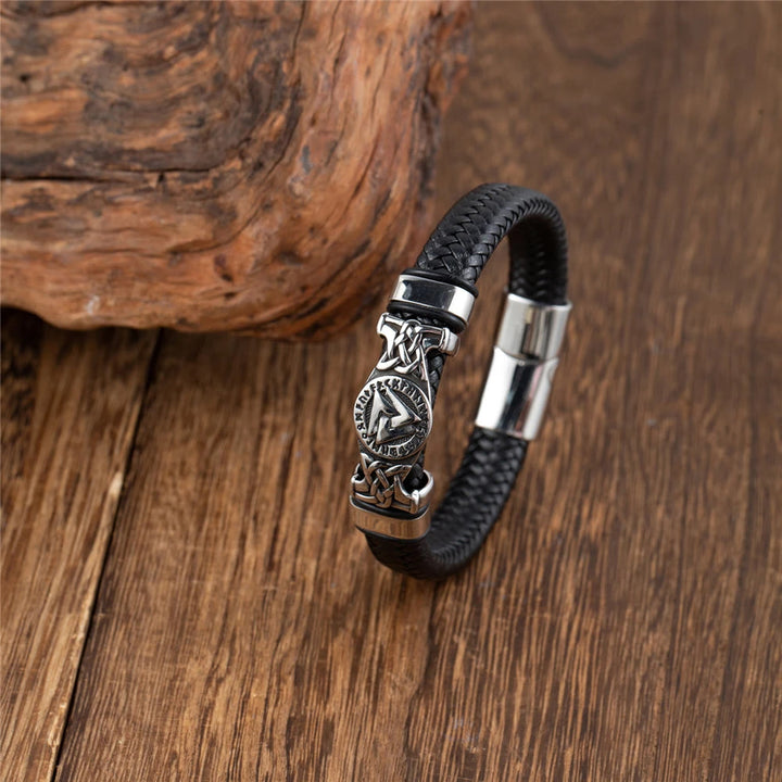 WorldNorse Valknut With Celtic Knot Leather Bracelet - image 4