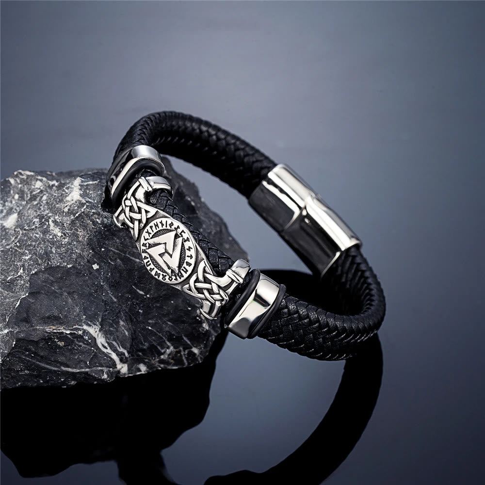 WorldNorse Valknut With Celtic Knot Leather Bracelet - image 2