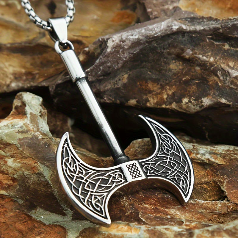 WorldNorse Retro Double-edged Giant Board Axe Necklace - image 2