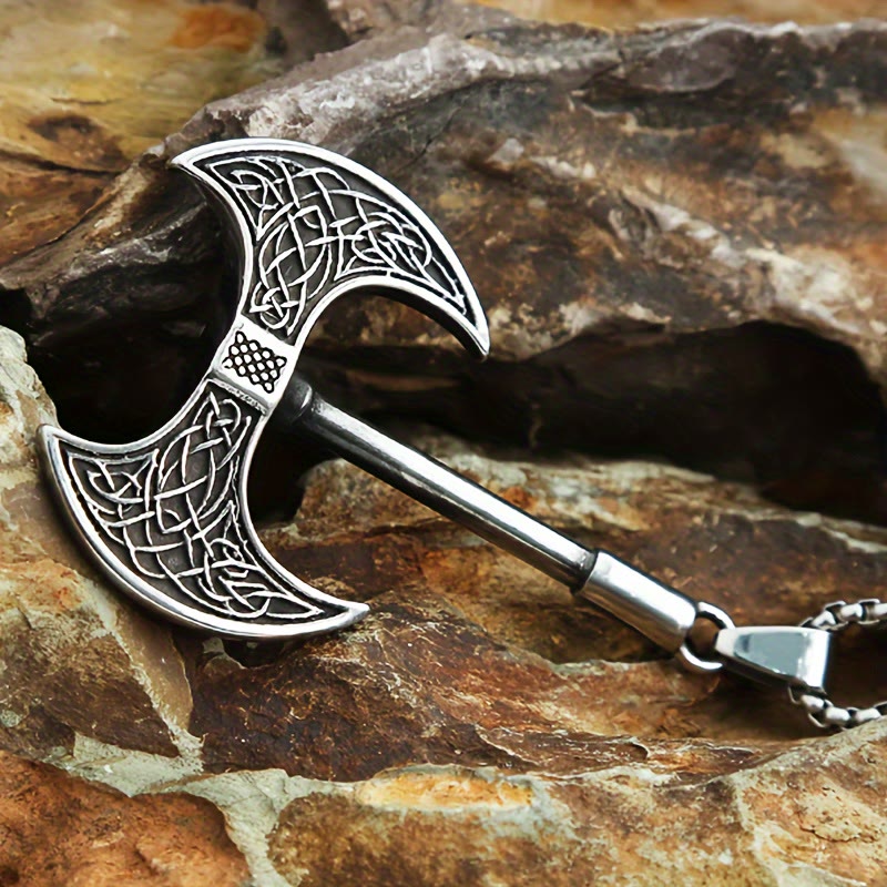 WorldNorse Retro Double-edged Giant Board Axe Necklace - image 1