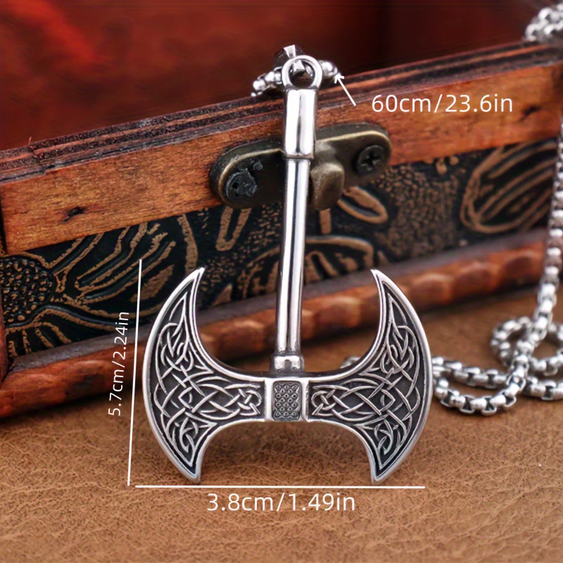 WorldNorse Retro Double-edged Giant Board Axe Necklace - image 4