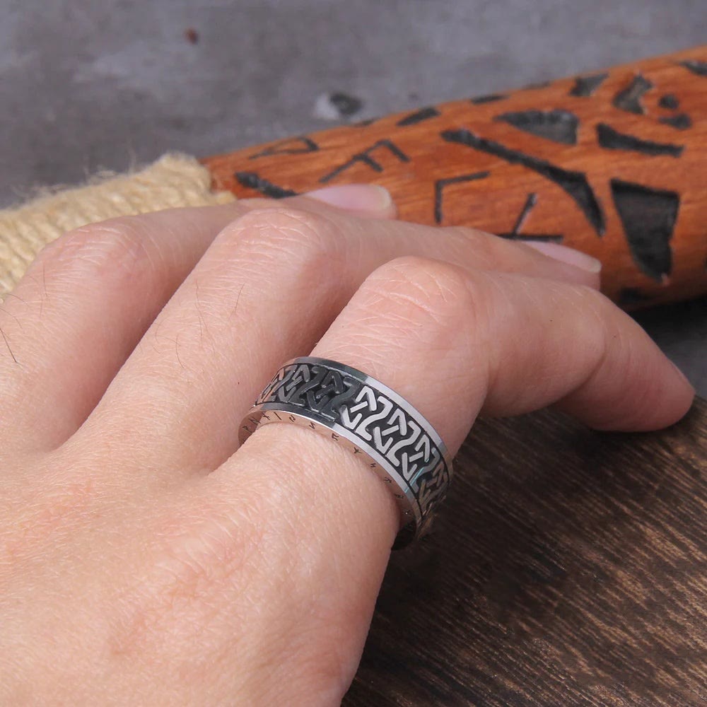 WorldNorse Viking Rune Totem Stainless Steel Ring