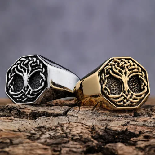 WorldNorse Classic Tree Of Life Stainless Steel Viking Ring