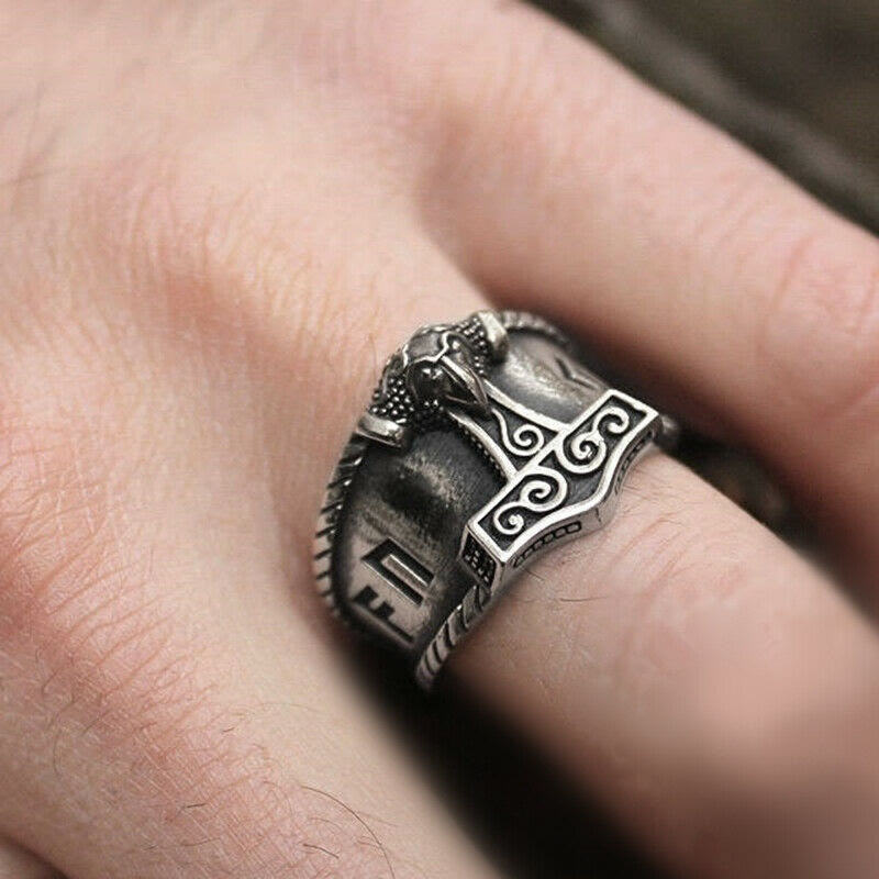 WorldNorse Classic Thor's Hammer Rune Viking Ring