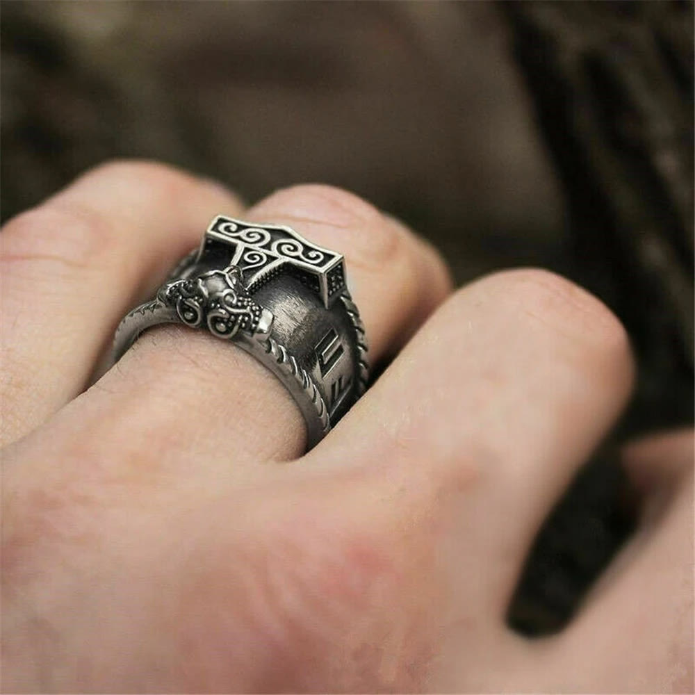 WorldNorse Classic Thor's Hammer Rune Viking Ring - image 1