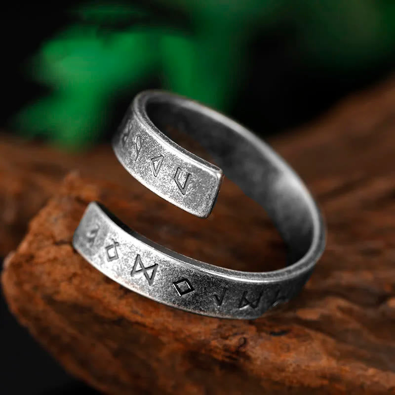 WorldNorse Threaded Runes Stainless Steel Ring