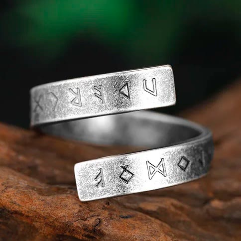 WorldNorse Threaded Runes Stainless Steel Ring