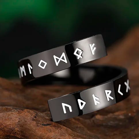 WorldNorse Threaded Runes Stainless Steel Ring