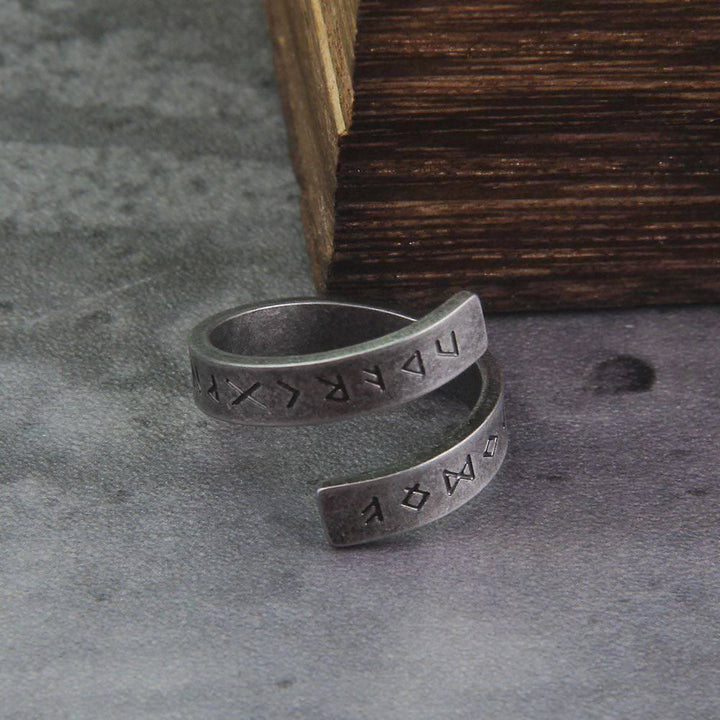 WorldNorse Threaded Runes Stainless Steel Ring