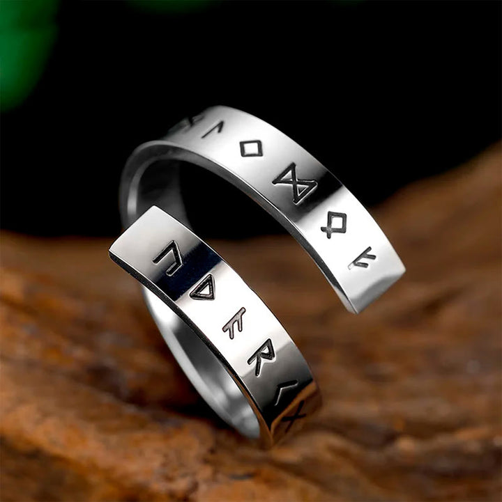 WorldNorse Threaded Runes Stainless Steel Ring