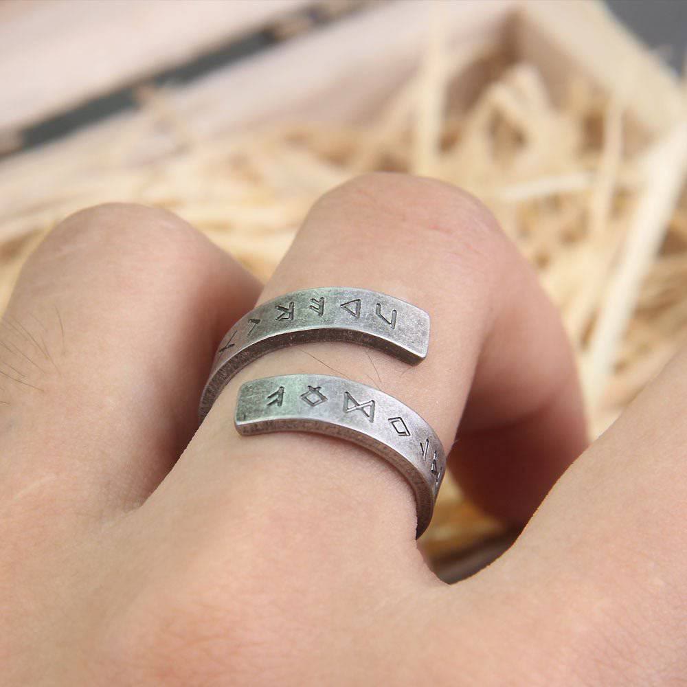 WorldNorse Threaded Runes Stainless Steel Ring