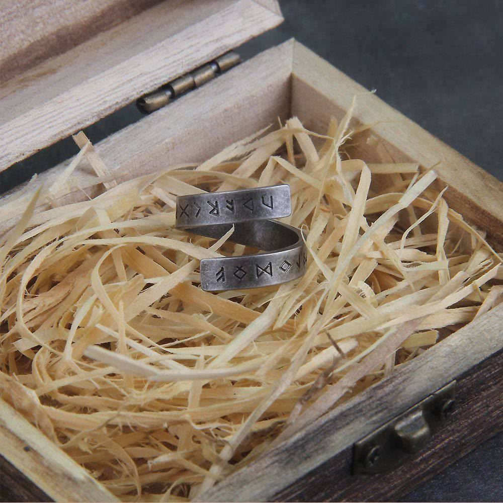 WorldNorse Threaded Runes Stainless Steel Ring