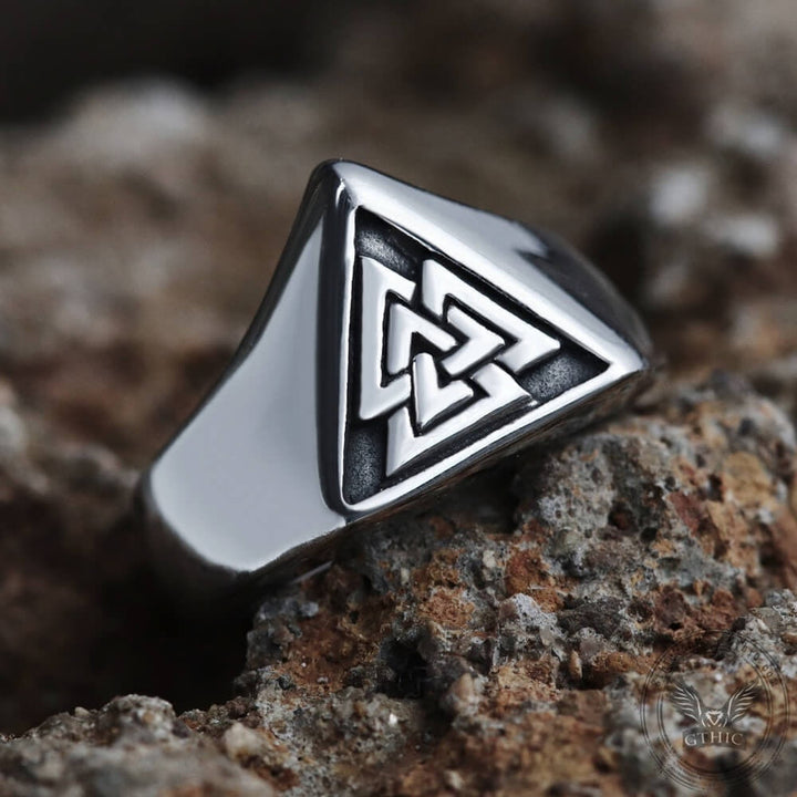 WorldNorse Triangle Viking Myth Valknut Signet Ring - image 4