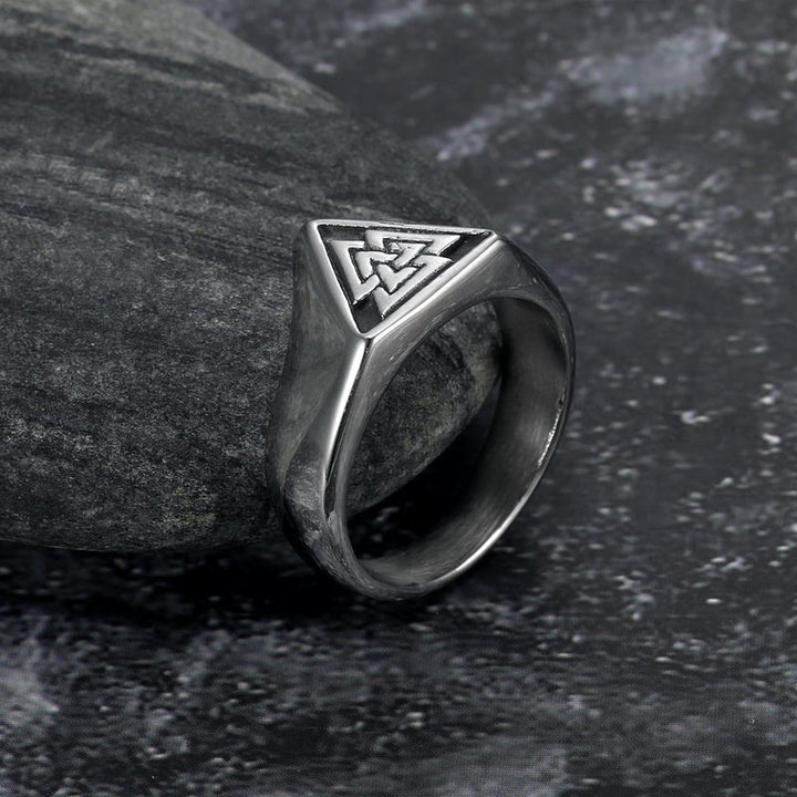 WorldNorse Triangle Viking Myth Valknut Signet Ring - image 3