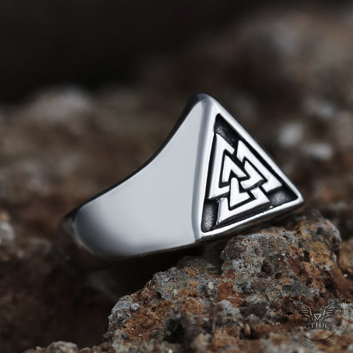 WorldNorse Triangle Viking Myth Valknut Signet Ring