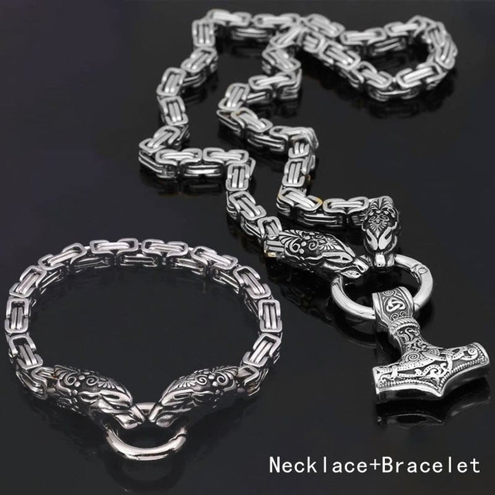 WorldNorse Fenrir Viking Thor's Hammer Necklace & Bracelet - image 0
