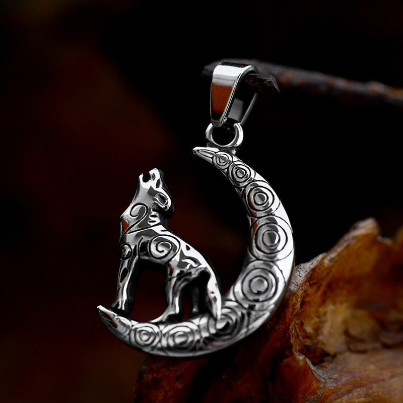 WorldNorse Viking Wolf With Crescent Moon Pendant Necklace - image 1