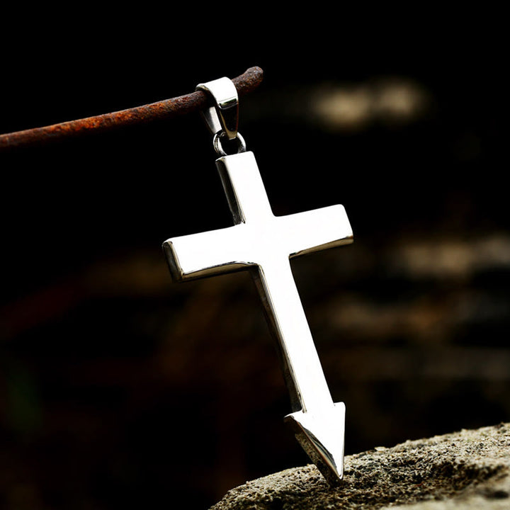 WorldNorse Cross With Arrow Going To Hell Biker Necklace - image 2