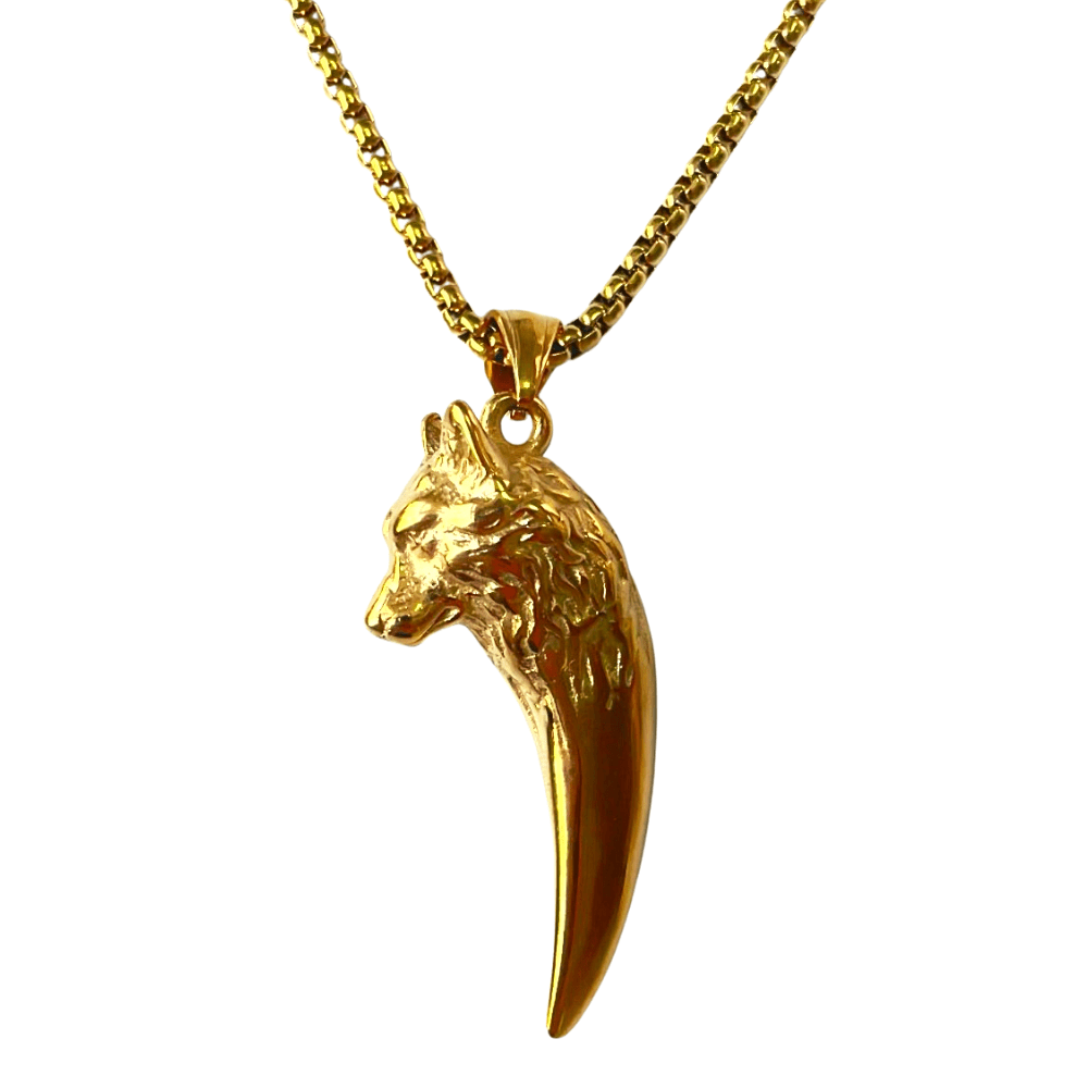 WorldNorse "Never Give Up" Wolf Necklace - Gold - Chain#70cm - image 8