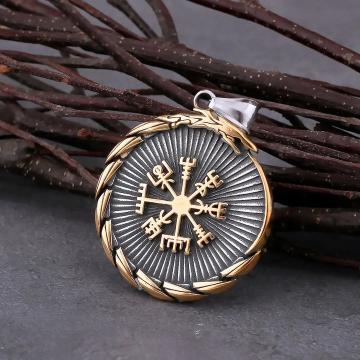 WorldNorse Double Side Valknut Triangle Vegvisir Compass Necklace - image 4