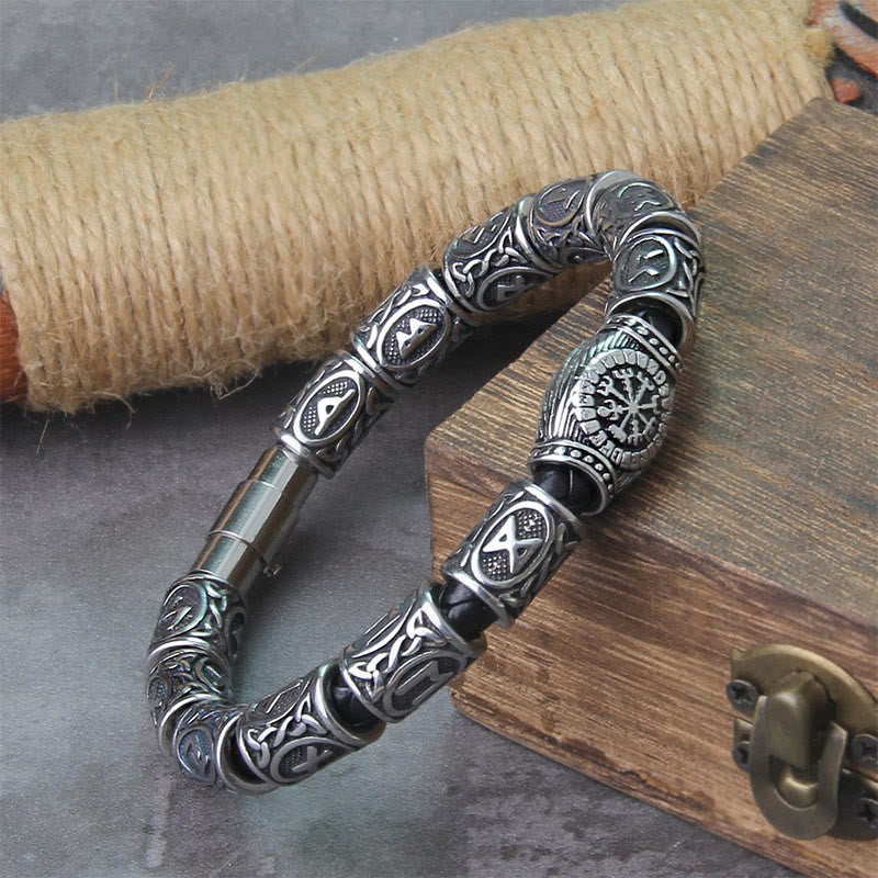 WorldNorse Odin's Runestone Bead Compass Vegvisir Bracelet