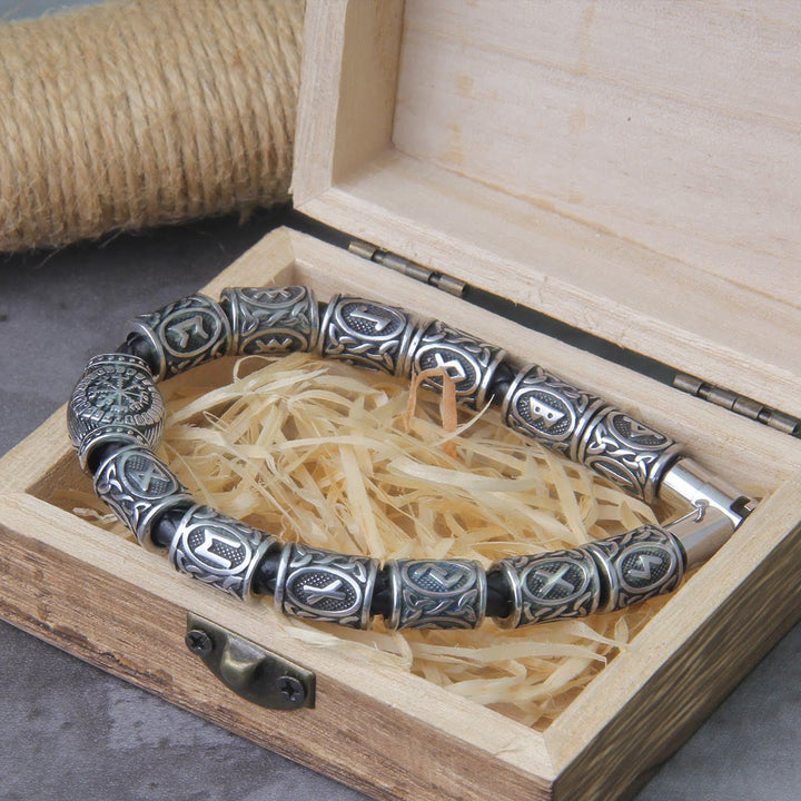WorldNorse Odin's Runestone Bead Compass Vegvisir Bracelet