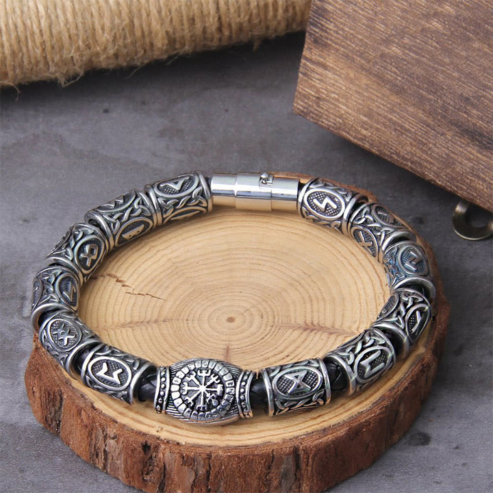 WorldNorse Odin's Runestone Bead Compass Vegvisir Bracelet