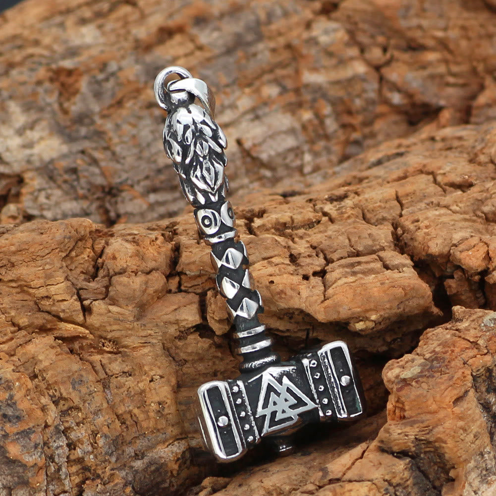 WorldNorse Mjolnir Thor's Hammer And Valknut Necklace - image 1
