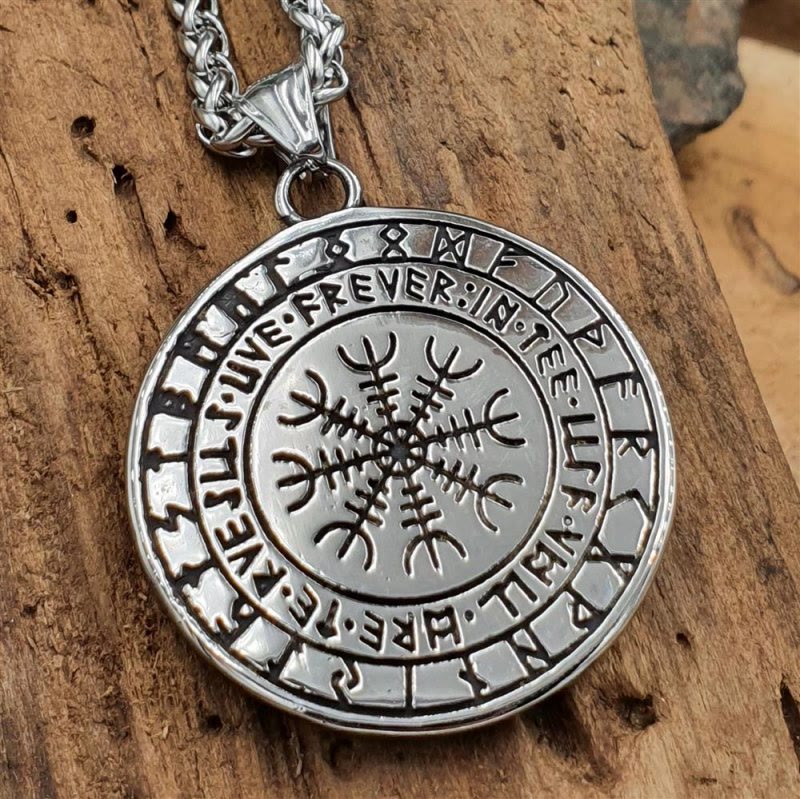 WorldNorse Wolf Head With Moon Night Rune Amulet Necklace - image 1