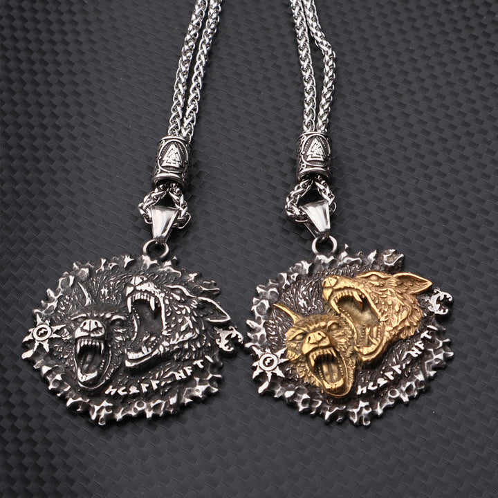 WorldNorse Norse Double Wolf Head Fierce Necklace - image 6