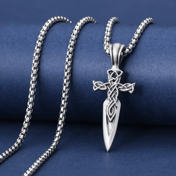 WorldNorse Nordic Celtic Knot Cross Spear Necklace