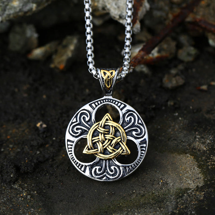 WorldNorse Classic Celtic Knot Triquetra Necklace - Silver&Gold#1 - image 0