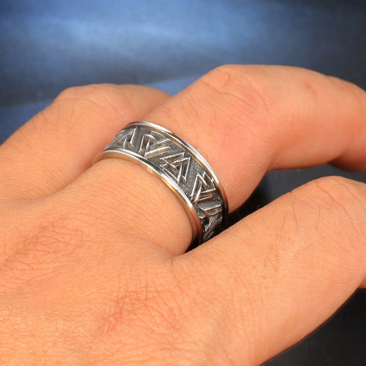WorldNorse Nordic Vintage Valknut Triangle Knot Ring