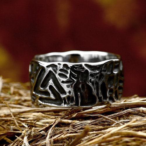 WorldNorse Vintage Unique Odin Valknut Domineering Ring