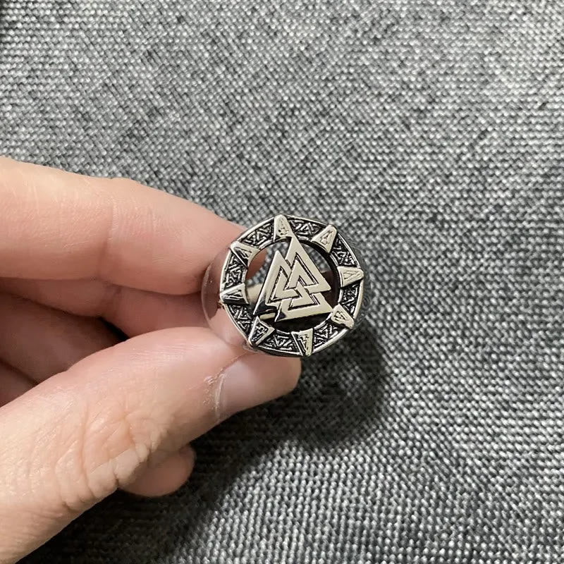 WorldNorse Valknut Triangle Biker Hollow Out Ring