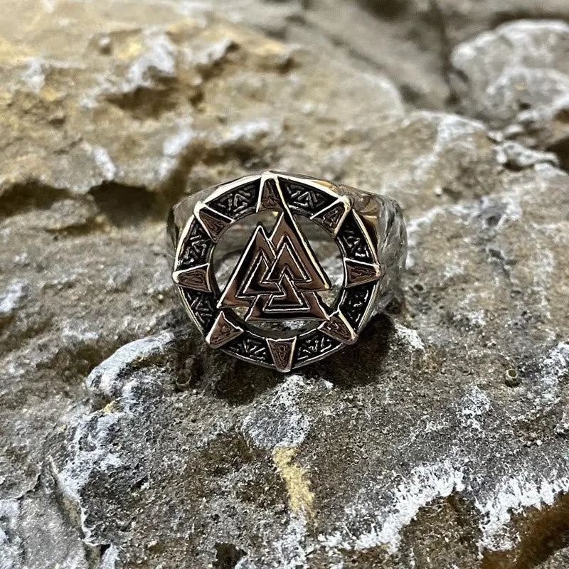 WorldNorse Valknut Triangle Biker Hollow Out Ring