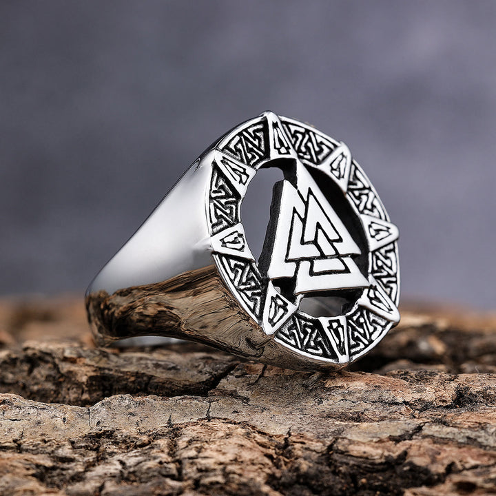 WorldNorse Valknut Triangle Biker Hollow Out Ring