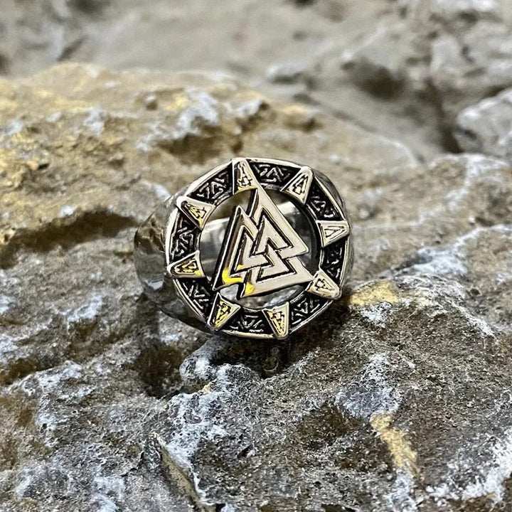 WorldNorse Valknut Triangle Biker Hollow Out Ring