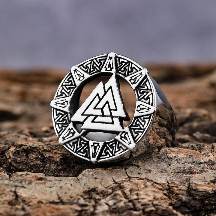 WorldNorse Valknut Triangle Biker Hollow Out Ring