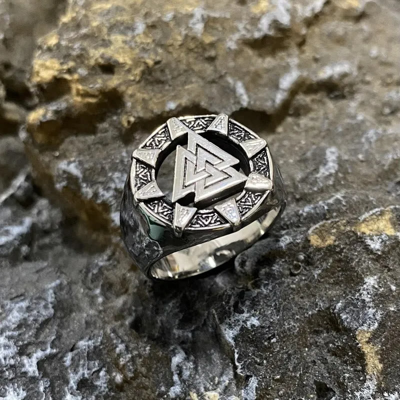 WorldNorse Valknut Triangle Biker Hollow Out Ring