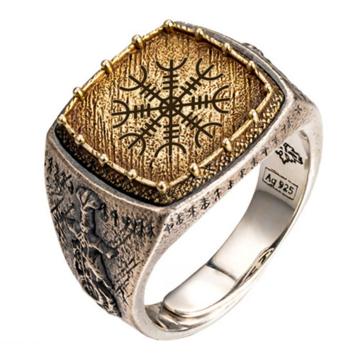 WorldNorse 925 Sterling Silver Valknut Viking Symbols Ring - Helm of Awe - US 12 - image 11