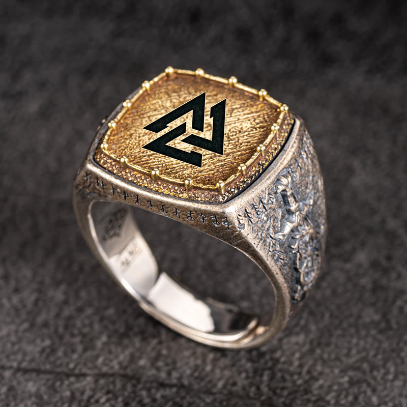 WorldNorse Handcrafted 925 Silver Valknut Viking Symbols Ring - Valknut - US 12 - YES PLEASE - image 0