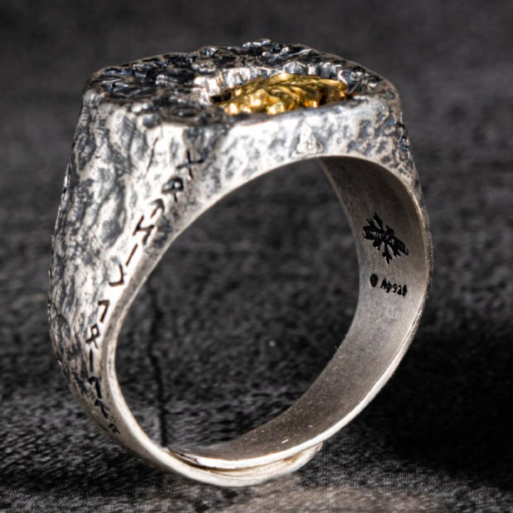 WorldNorse Handcrafted 925 Silver Forged Rune Ember Crest Ring - image 5