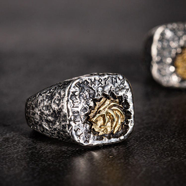 WorldNorse Handcrafted 925 Silver Forged Rune Ember Crest Ring - Adjustable - NO THANKS - image 0