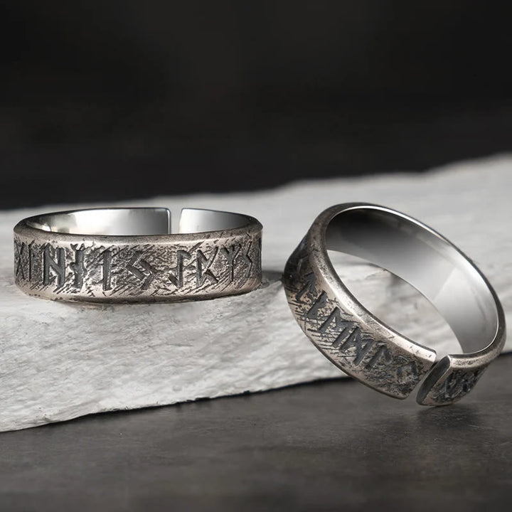 WorldNorse 925 Sterling Silver Viking Rune Words Ring