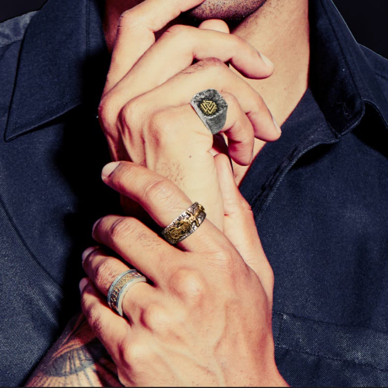 WorldNorse Handcrafted 925 Silver Sword Norse Dragon Open Ring - image 1