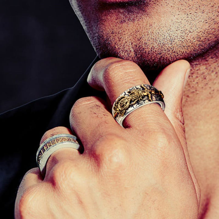 WorldNorse 925 Sterling Silver Sword Norse Dragon Open Ring - image 2